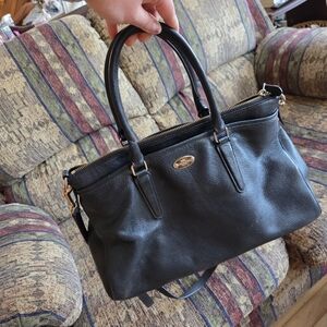 Coach Pebbled Leather Morgan Satchel Black Handbag